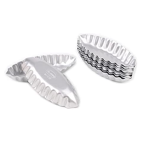 LoBake(LoBake) 10pcs per lot Various Design Fluted Edge Wavy Flower Cup Boat Round Shape Aluminium Tart Mould Jelly Pudding Cup Cupcake Mold Baking C15 Cover