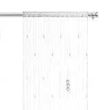 Fadenvorhang Türvorhang Perlen 90x245 cm Silber - weiß Stangendurchzug kürzbar glänzend elegant edel