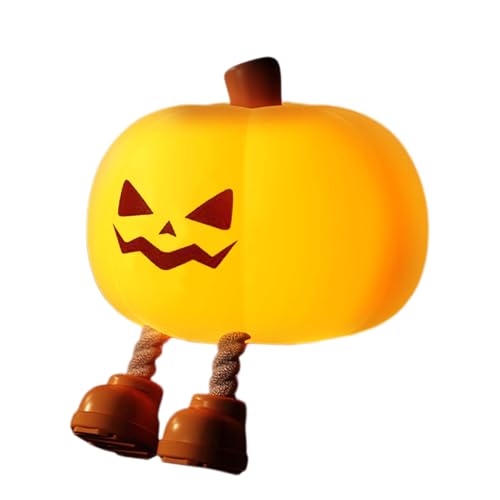 Generico Lámpara de calabaza para niños – 9,8 x 9,8 x 7,5 cm Pretty LED LAMPED ENE silicona con intensidad variable para niños | Luz nocturna de silicona con función de luz nocturna en incluye