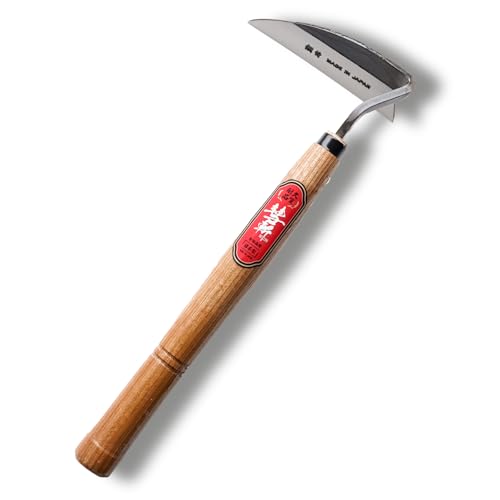 SUIZAN Faucille de désherbage Nejiri Kama 330 mm - Binette Japonaise Professionnelle Sarcloir Outils de Jardinage