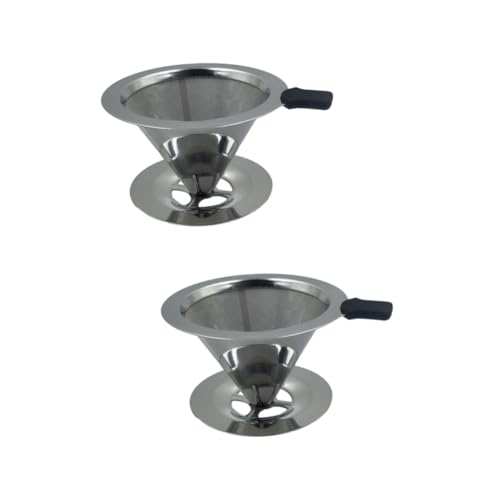 ARTIBETTER 2pcs Stainless Dripper with Stand Double Funnel for Smooth Brewing Reusable Easy to Clean Filter for Coffee and Enthusiasts