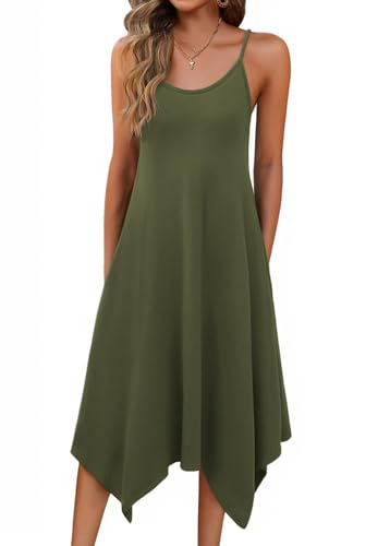 Image of Zeagoo Women Summer Midi Dresses 2026 Hawaiian Bohemian Beach Cover Up Sundress Spaghetti Strap Casual Dress with Pockets