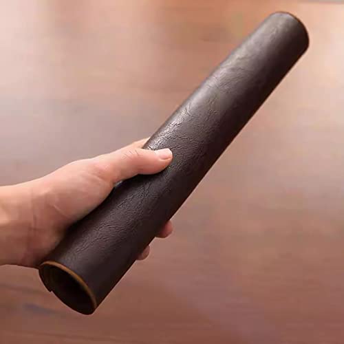 Chemin de table en cuir imperméable marron lavable d'un coup d'éponge - 5
