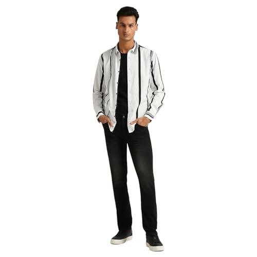 Image of Pepe Jeans Men's Casual Shirt | Striped Shirt for Men| Regular Fit | Vertical Stripes | Full Sleeve | Available in Plus Size