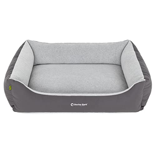 Doctor Bark Hundebett Mittelgroße Hunde - Hundekörbchen Flauschig und Weich - Waschbar, Strapazierfähig, Kuschelig - Made in Germany - GreenLabel (L - 97x75 cm, Grau)