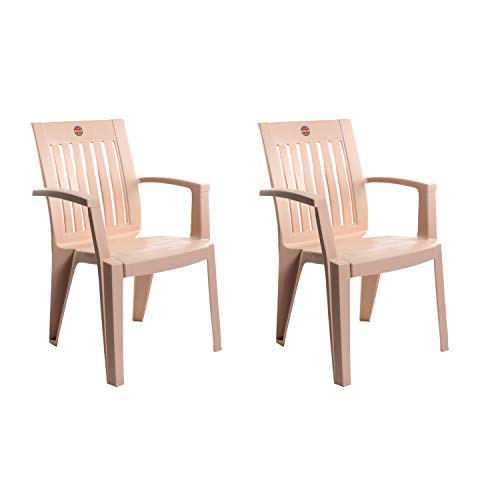 Image of Cello Prominent Chair Set Pack of 2 - Beige | Strong and Durable | Easy to Clean | Chair for Living Room, Bed Room, Kitchen, Office Room, Outdoor | 3 Years Warranty