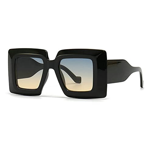 Image of COTIA Vintage Oversized Square Flat Top Stripe Sunglasse for Women Large Frame Sun Glasses Men Wide Leg Shades