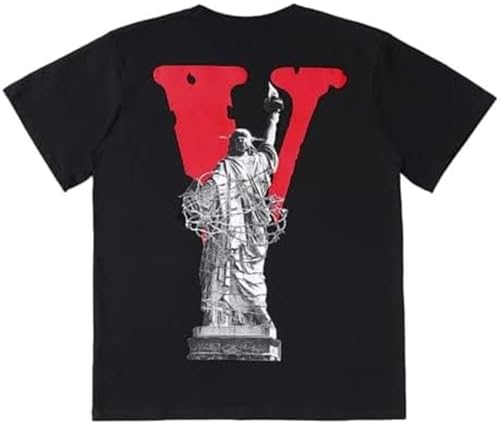 Fashion Mens Short Sleeved T-Shirt V Letter Printed Tops Casual Couple T-Shirt Hip Hop Short Sleeved Tops