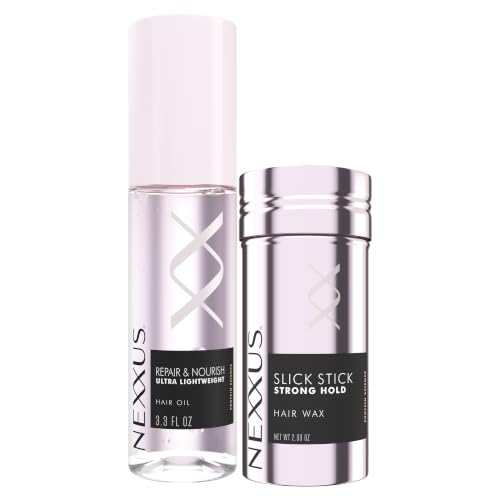 Nexxus Strong Hold 2.33oz Hair Wax Slick Stick and 3.3oz Repair &amp; Nourish Ultra Lightweight Hair Oil Bundle