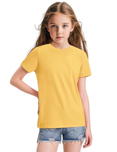 Image of KEREDA Girls Shirts Short Sleeve Soft Cotton T-Shirts Plain Tops for Kids