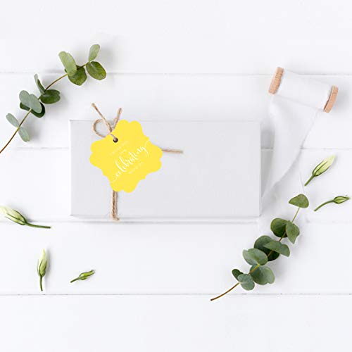 Andaz Press Fancy Frame Gift Tags, Thank You For Celebrating With Us, Yellow, 24-Pack, For Baby Bridal Wedding Shower, Birthdays, Anniversary, Graduation, Baptism, Christening, Party, Presents #TOP3