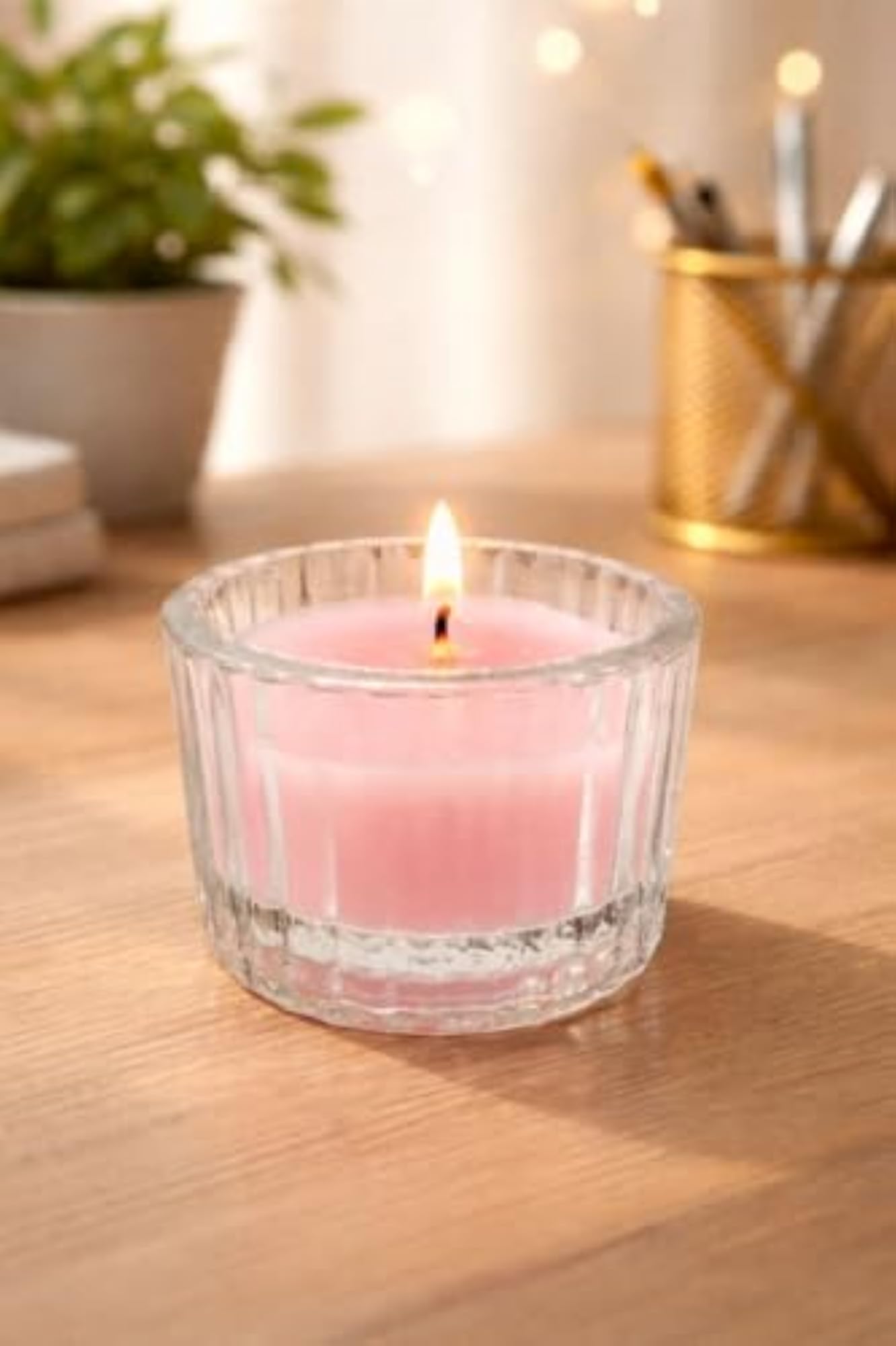 Premium 2Lemon+2Rose Scented Glass Candles Set of 4
