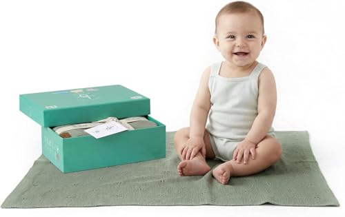 Image of Pointelle 100% Tencel Baby Blanket 30x40 in, Green, Oeko-Tex Certified, Silky Soft Knit, Thermal-Regulating Swaddle and Receiving Blanket for Newborns