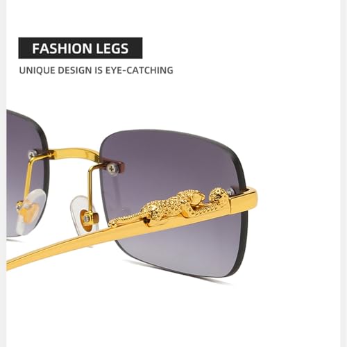 Lunettes de soleil rétro léopard avec branches en métal légères - 3