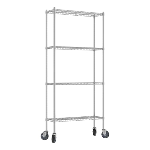 QUIET BOOK Commercial NSF Listed Chrome Mobile Wire Shelving Kit 12