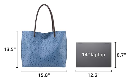Image of Milan Chiva Tote Bag for Women with Zipper Large Ostrich Vegan Leather Shoulder Purses and Handbags