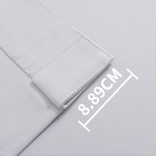 Image of Joydeco Curtains with Concealed Loops, Set of 2, H 220 x W 140 cm, Grey White Blackout Curtain, Rod Pocket, Blackout Curtains, Bedroom, Living Room