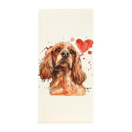 MoBlinko Cocker Spaniel Dog Hand Towels for Bathroom 14 X 28 in Mother Day Absorbent Face Towels Soft Hand Towel for Kitchen Bathroom Hotel Yoga