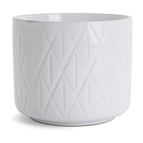 Belari Ceramic Planter - Indoor Planters / Outdoor Planters - White Planter - Modern Planter - Large Planter / Plant Pot - Terra Cotta Pot for Fiddle Fig and House Plants - (Large) Cover