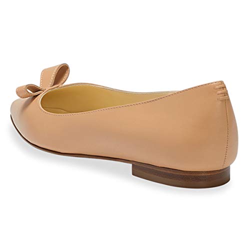 XYD Women Cute Bow Knot Flats Closed Pointed Toe Stacked Heel Flat Solid Color/Print Slip On Comfort Walking Ballet Party Dress Shoes4