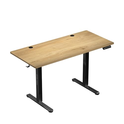 MARK ADLER Leader 7.0 - Elektrisch Gaming Tisch - Computertisch Bürotisch Schreibtisch Stehtisch - 120 x 60 cm - Höhenverstellbarer - 3 Memory-Steuerung Memoboard - Schwarz Gestell Eiche Tischplatte