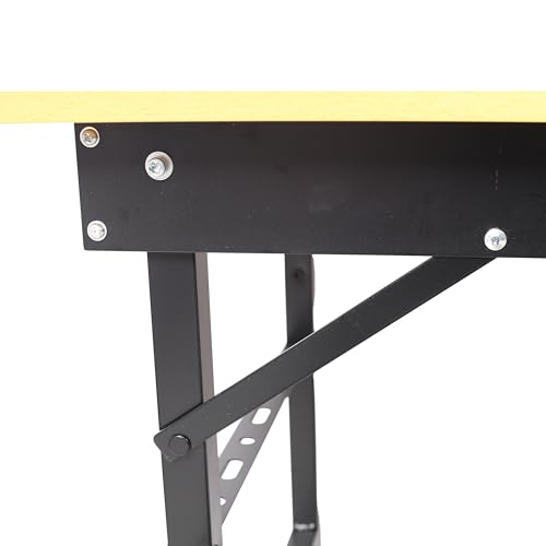 Sun koery Portable Folding Work Table with Tool Storage Drawers | Heavy-Duty Adjustable Workbench with Built-in Measuring Tape & Wheels | Steel Frame for Garage, Workshop, Jobsite (Black & Yellow) - Image 8