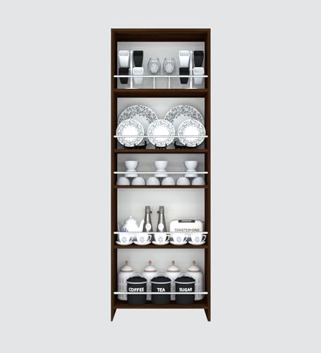 Image of SPECIALITY PANELS Kitchen Cabinet with 5 Open Shelves | Crockery Storage Cabinet | Space Organizer | Termites Resistance | Free Standing Wooden Cupboard for Kitchen Office Home | Walnut Brown
