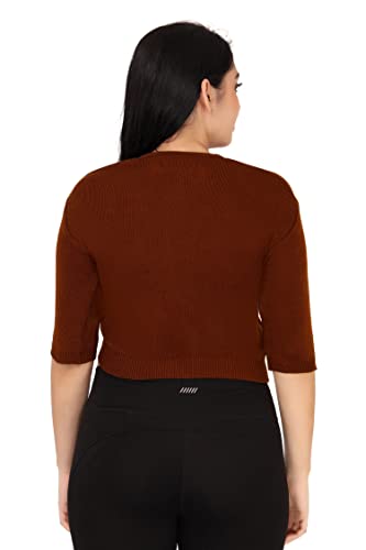 Image of Women Redymade Woolen Half Sleeve Blouse for Winters (Dark Brown)