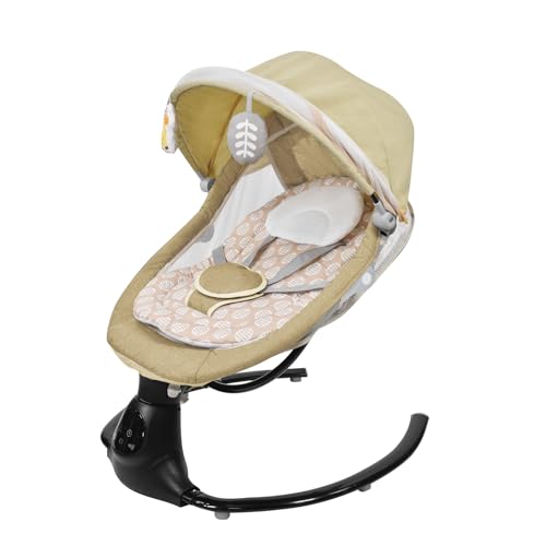 Electric Baby Swing for Infants to Toddler, Portable Swing Baby Rocker with 5 Point Harness, 3 Seat Positions, 5 Sway Speed,12 Preset Lullabies, Infant Swing for Babies (Upgraded, Dark Khaki)