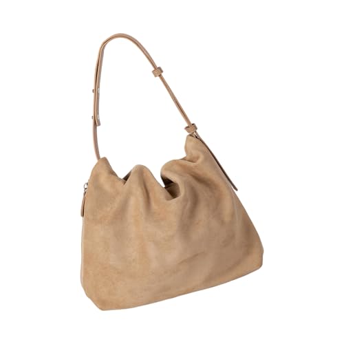 Sac en daim rétro pour femme aux détails plissés soignés et finitions artisanales