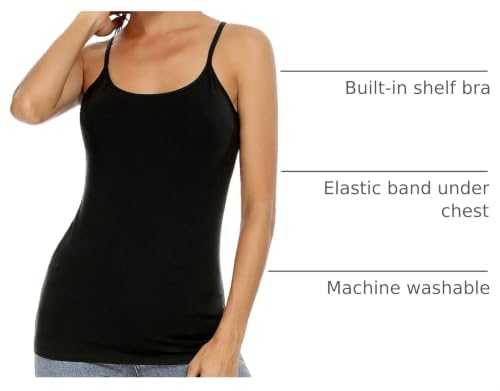 Image of Orrpally Women Cotton Camisole Shelf Bra Cami Tank Tops Adjustable Spaghetti Strap Tank Top 3-Pack