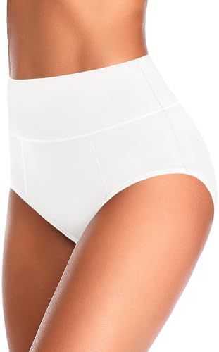 ASIMOON Tummy Control High Waisted Underwear for Women Cotton Plus Size Full Coverage Panties Ladies Briefs