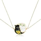 ZEYIYER Cat Friendship Necklace, Black White Best Friend Necklaces for Women, Men, Adult, Small Cat Friendship Matching Necklace for Couples, Long Distance Gifts, Party, Birthday