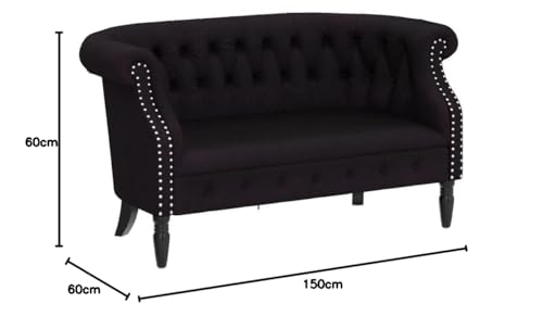 Image of Fabric 2 Seater Chesterfield Sofa for Living Room & Office