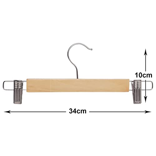 Image of Kuber Industries Hanger|Steel Adjustable Clips|Wooden Natural Finish Closet Hanger with Swivel Hook for Clothes & Classical Lifestyle|Pack of 3 (Brown)