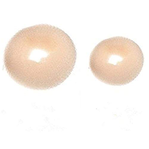 HiiBabyChildren Kids Girls Ballet Dance Hair Bun Donut Ring Shaper Hair Styler Maker Doughnut Former Sponge PACK OF 2 SIZES Small & Medium (Beige)