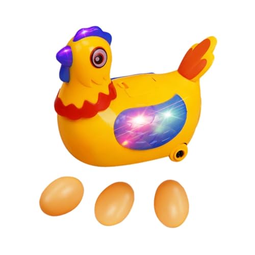 RCGOFOLLOW Poule Jouet Qui Marche et Chante, Poule électrique pondeuse d'œufs, poupée imitant Les mouvements et Les Sons de la Ponte, Poussin Parlant, Marchant, Chantant et Dansant