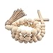 NOLITOY Wooden Beads String with Cross Farmhouse Beaded Cross Wood Bead Garland with Blessed Cross with Tassel for Vase Tiered Tray Wall Home Decor