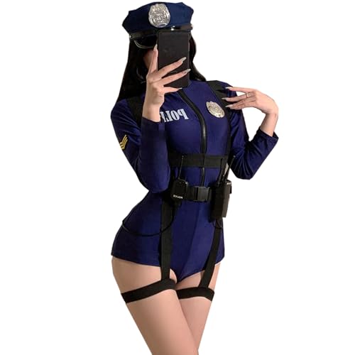 CHILIRIA Frauen Polizei Kostüm Sexy Anime Cosplay Cop Halloween Kostüme Polizistin Polizistin Outfit Strumpfband