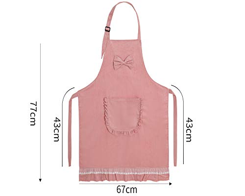 JSDing Delantal Cocina Mujer 2 Capa con Correa de Cuello Ajustable y Bolsillo Grande Delantal Personalizado para… - Imagen 3