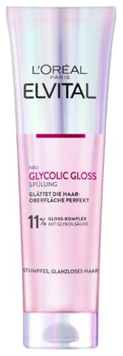 L'Oréal Paris Elvital Glycolic Gloss Spülung für glanzloses und stumpfes Haar, Haarpflege für gesunde Haare und ultimativen Glanz, Regeneration der Haarversieglung, Conditioner mit Glykolsäure, 150ml