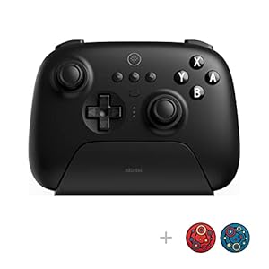 8Bitdo Ultimate Bluetooth Controller with Charging Dock, 2.4g Wireless Pro Gamepad with Back Buttons, Hall Joystick, Motion Controls and Turbo Function for Switch/Switch 2, Steam Deck & PC Windows (Black)