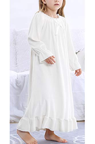 Girls Long Sleeves Nightgowns Vintage Soft Fleece Sleepwear Full Length Nightdress for Toddler Little Girls4