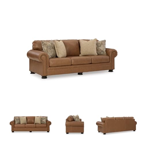 Image of Signature Design by Ashley Carianna Leather Sofa for Living Room, Caramel