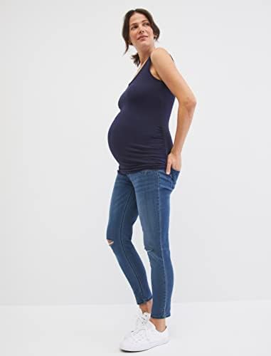 Miniatura 5 de Motherhood Maternity Camiseta sin mangas para mujer, cuello redondo, fruncido, lateral, paquete de 3