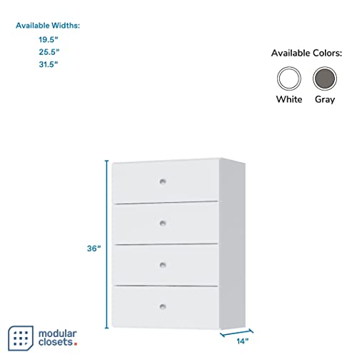 Short Closet Drawer Tower - Modular Closet System With Drawers (4) - Corner Closet System - Closet Organizers (White, 19.5 Inches Wide) Closet Organizers #TOP2