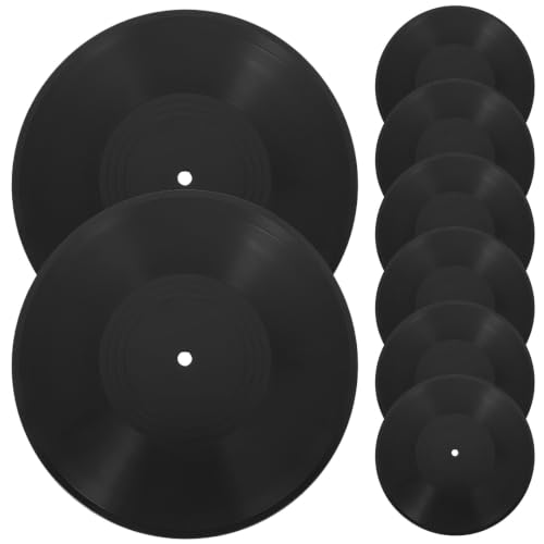 Image of DIYEAH 8pcs Vintage Blank Vinyl Records Wall Art, 12 Inch, 80s 90s Rock