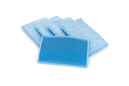 The Rag Company - Jersey Bug Scrubber Pads - Terry Weave Easily and Safely Trap Bug Splatter in Sponge Safe on All Finishes 4in x 6in Blue (5-Pack)