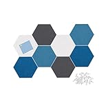 Afumazi Felt Bulletin Board Tiles, 8 Pcs Hexagon Wall Tiles with Removable Adhesive, 7.9×6.9 Inch Cork Pin Board for Classroom, Home, Office (Set D, Middle)