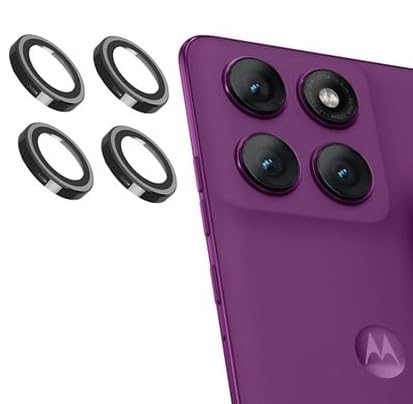 Image of Alloy Metal Circle Camera Lens Protector for Motorola Moto Edge 60 Pro 5G Tempered Glass Scratch-Resistant Ultra-Thin Tempered Glass with Aluminum Edging - [4Pack, Black]